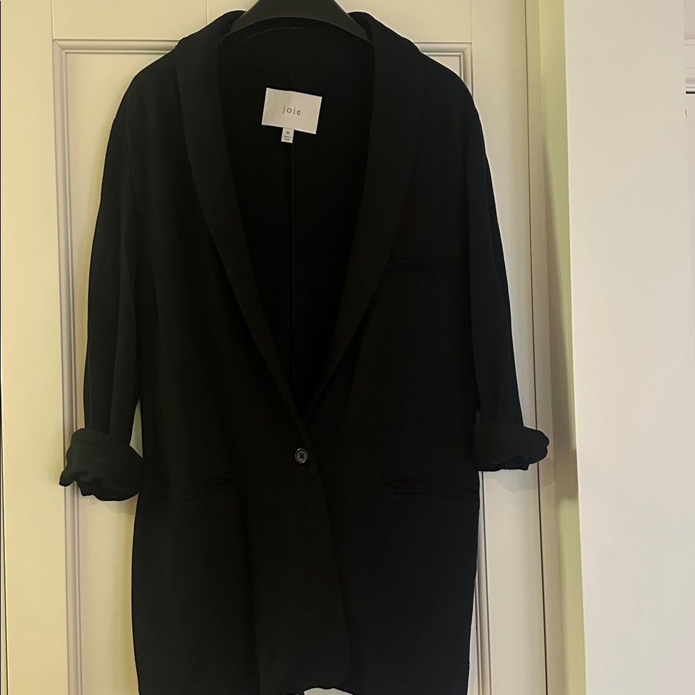 JOIE Soft One Button Noir Black Blazer Jacket Rolled Sleeves Size Medium